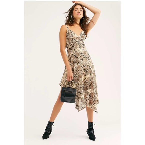 Free People Snake/Animal Print Midi Length Dress - Picture 1 of 11